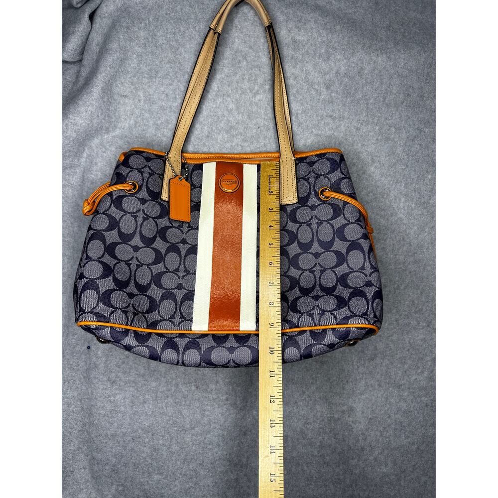 Coach Signature Stripe Canvas Carryall Tote Y2K Preppy - Picture 12 of 13